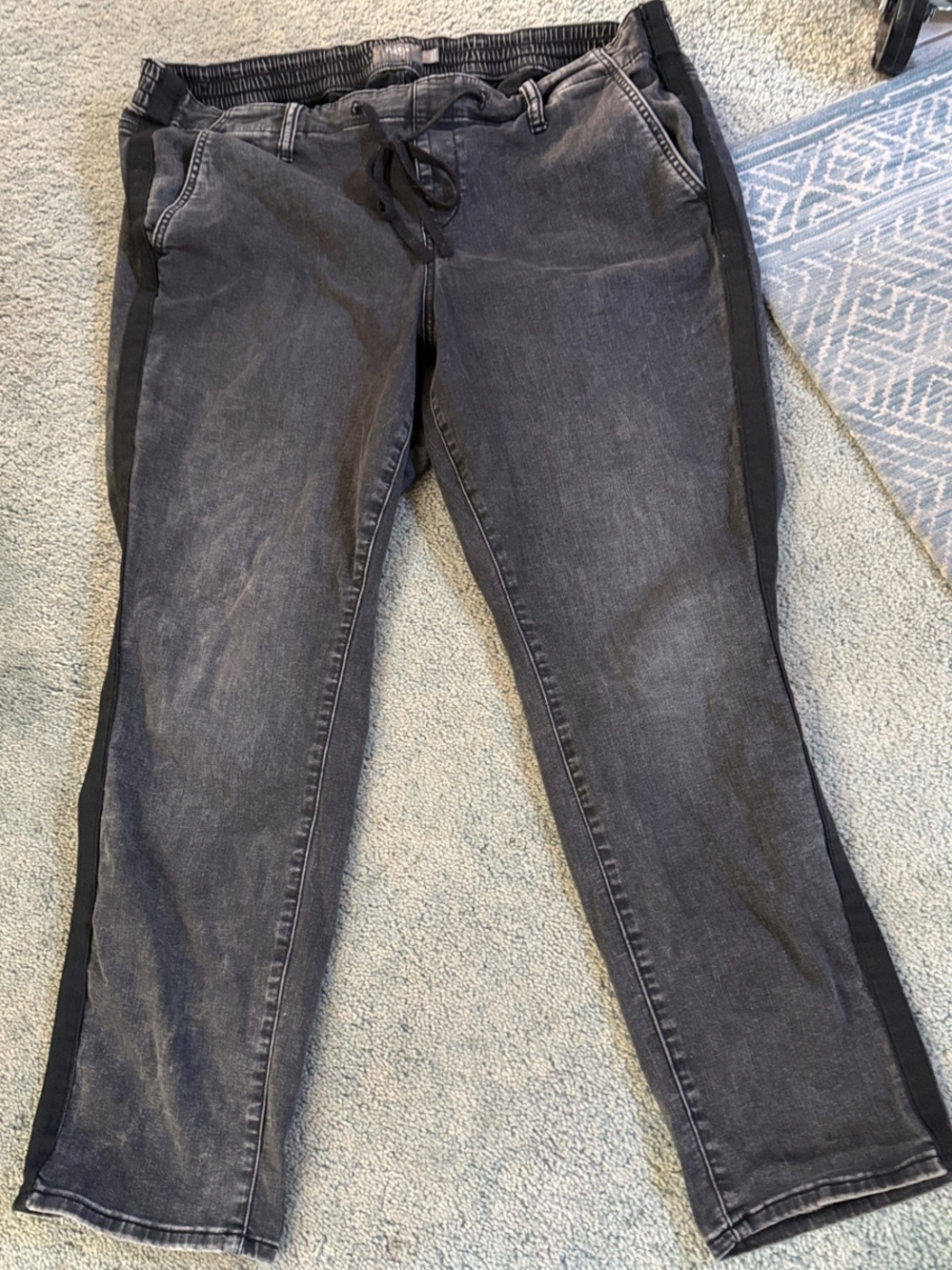 torrid Washed Black-Grey Boyfriend Jeans with Black Side Stripe